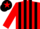 RED & BLACK STRIPES, black cap, red star