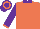 APRICOT, purple collar & sleeves, apricot cuffs, purple cap, apricot hoop