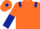 Orange, Dark Blue epaulets, halved sleeves, Orange cap, Dark Blue diamond