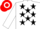 WHITE, black stars, white sleeves, red & white hooped cap