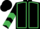 BLACK, emerald green seams, emerald green chevrons on sleeves, black cap