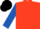 Scarlet, Royal Blue sleeves, Black cap