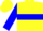 Yellow, blue lightning bolt, blue hoop on sleeves, yellow cap