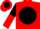 Red, Black disc, Black and Red halved sleeves
