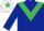 DARK BLUE, emerald green chevron, emerald green armlet, white cap, emerald green star