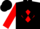 Black, black 'R' in red diamond, black diamonds on red sleeves, black cap