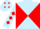 Light blue and red diabolo, diamonds on sleeves and cap