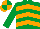 Emerald Green, Orange chevrons, Emerald Green sleeves, quartered cap