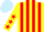YELLOW & RED STRIPES, red stars on sleeves, light blue cap