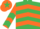 EMERALD GREEN & ORANGE CHEVRONS, orange sleeves, emerald green chevrons, orange cap, emerald green star