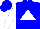 Blue, White Triangle, White Sleeves