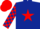 Dark Blue, Red star, checked sleeves, Red cap