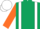 Dark Green, White braces, Orange sleeves, White cap