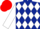 DARK BLUE & WHITE DIAMONDS, white sleeves, red cap