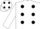 WHITE, black spots, white sleeves, white cap, black spots