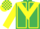 EMERALD GREEN, yellow chevron, yellow seams on sleeves, check cap