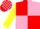 Red and Pink (quartered), Yellow sleeves, Red and Pink check cap