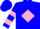 Blue, pink diamond, pink hoops on sleeves, pink and blue cap