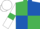 Emerald Green and Royal Blue (quartered), White sleeves, Emerald Green armlets, White cap