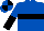Royal blue, black hoop, halved sleeves, quartered cap