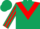 DARK GREEN, red chevron, striped sleeves, dark green cap