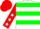 White and Green Hoops, Red Sleeves, White Stars, Red Cap