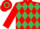 RED & EMERALD GREEN DIAMONDS, red sleeves, hooped cap