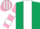 Dark Green, White stripe, Pink and White hooped sleeves, striped cap