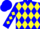 BLUE, yellow diamonds, yellow diamonds on sleeves, blue cap