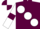 Maroon, large White spots, White sleeves, Maroon armlets, Maroon and White quartered cap