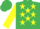 EMERALD GREEN, yellow stars, yellow sleeves, emerald green cap