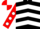 BLACK & WHITE CHEVRONS, red sleeves, white spots, red & white quartered cap