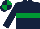 Dark blue, emerald green hoop, quartered cap