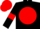 Black, red disc, armlets and cap