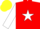 RED, white star & sleeves, yellow cap