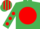 EMERALD GREEN, red disc, red spots on sleeves, striped cap