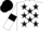 white, black stars, armlets & cap