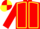 RED, yellow seams, red sleeves, quartered cap
