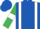 Royal Blue, White braces, Emerald Green sleeves, White armlets