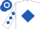 WHITE, royal blue diamond, royal blue diamonds on sleeves, hooped cap
