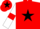 Red, Black star, White sleeves, Red armlets, Red cap, Black star