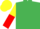 Emerald Green, Yellow and Red halved sleeves, Yellow cap