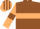 Brown, beige hoop, beige sleeves, brown armlets, striped cap