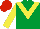EMERALD GREEN, yellow chevron & sleeves, red cap