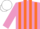 Mauve and Orange stripes, White cap