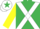 EMERALD GREEN, white cross belts, yellow sleeves, white cap, emerald green star