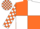 Orange and White (quartered), checked sleeves and cap