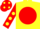 Yellow, Red disc, Red sleeves, Yellow spots, Red cap, Yellow spots