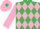 Emerald Green and Pink diamonds, Pink sleeves, Pink cap, Emerald Green diamond