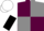 Maroon and Grey (quartered), White and Black halved sleeves, White cap